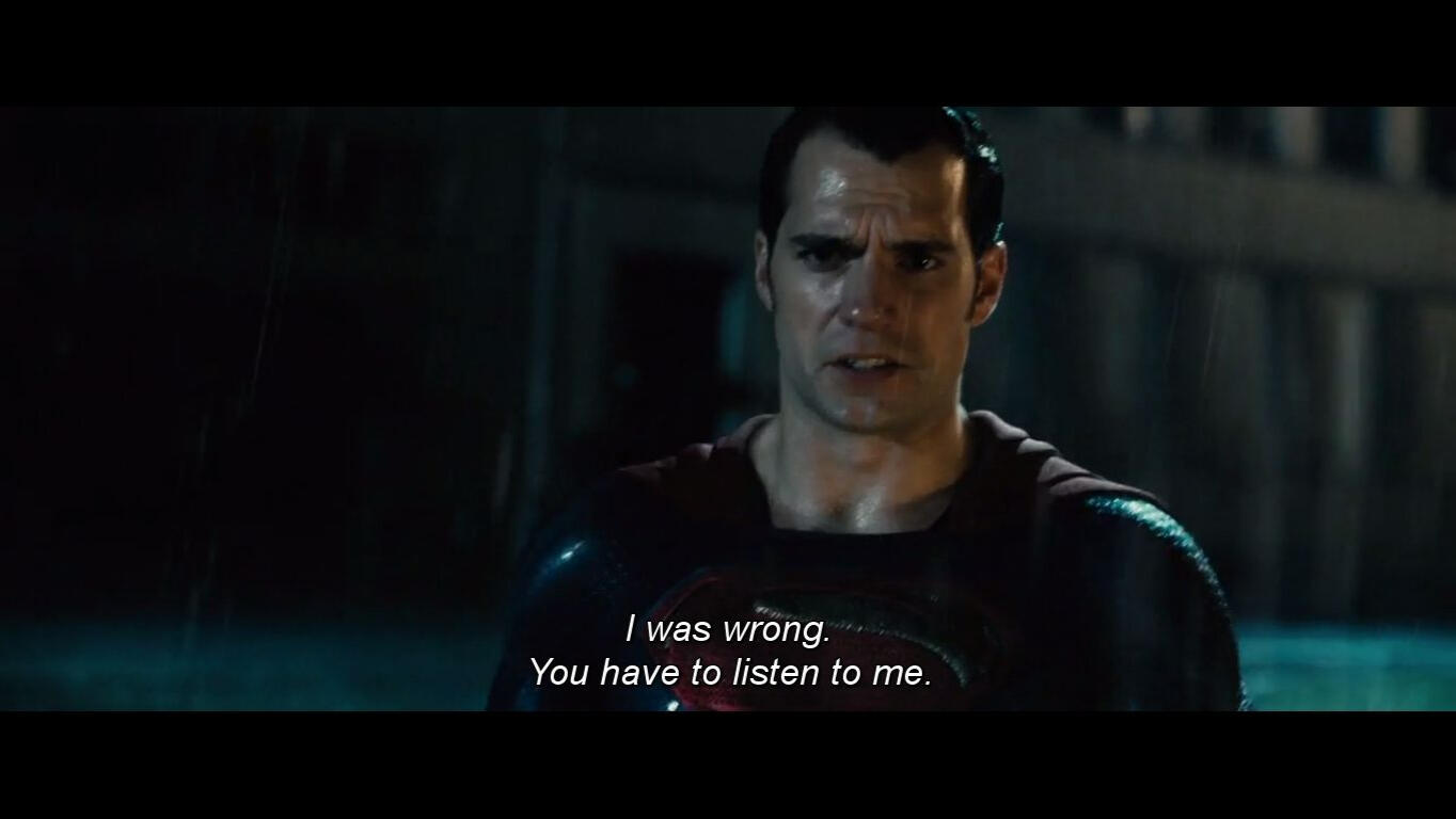 Myliłem się. Musisz mnie wysłuchać. -- Batman nie słucha i atakuje go.