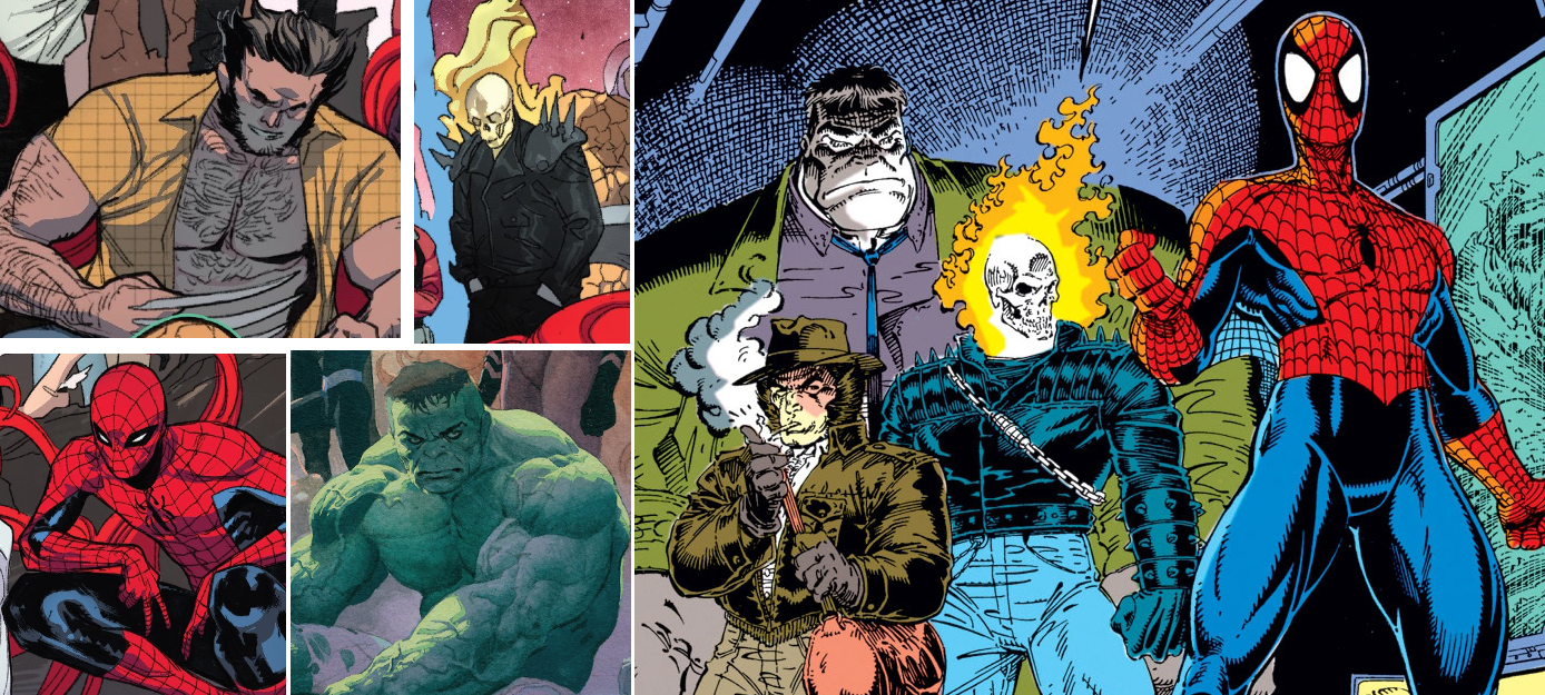 JAMES HOWLETT (LOGAN) – Fantastic Four #347 DANNY KETCH (GHOST RIDER) – Fantastic Four #347 PETER PARKER (SPIDER-MAN) – Fantastic Four #347 BRUCE BANNER (HULK) – Fantastic Four #347