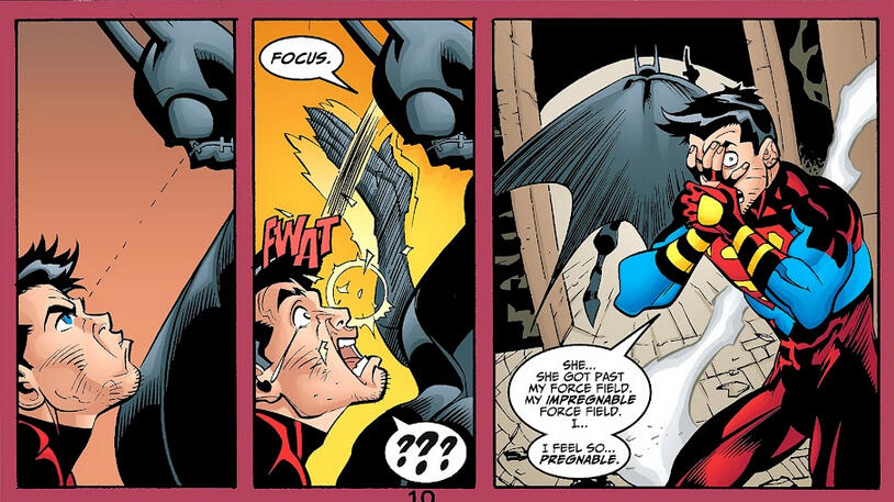 Cass: Skup się. Kon: ??? Ona… ona przebiła się przez moje pole siłowe. Moje nieprzepuszczalne pole siłowe. Czuję się… czuję się taki puszczalny. (Przepraszam, próbowałam z tego puna coś fajnego zrobić też po polsku xD )